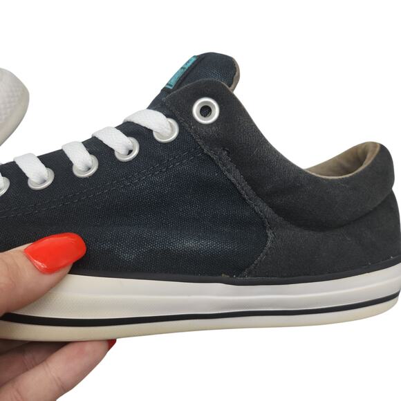 Converse All Star Mens 10 Black Blue Turquoise Low Tops Grunge Punk Hipster - Picture 10 of 16